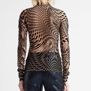 Mugler star print semi sheer tulle top
